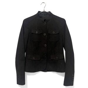 Theory Dark Brown Wool Classic Buisness Causal Cropped Blazer Size 2